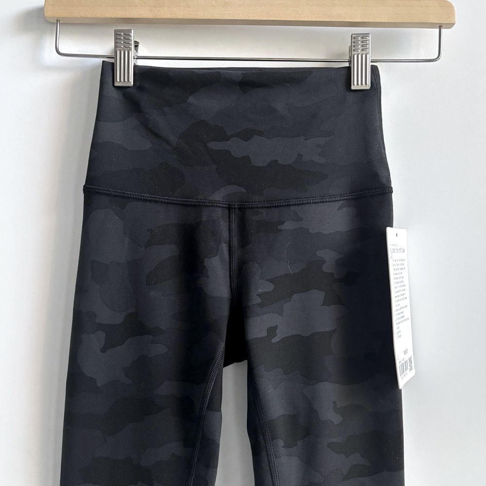 Lululemon Wunder Train High Rise Camouflage Crop Leggings 23” Black Multi Size 2 - Picture 14 of 15